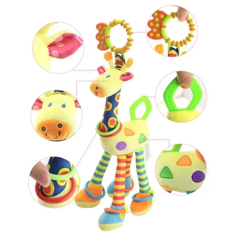 Baby Development Soft Giraffe Animal Handbell Rattle Plush Giraffe Toys / Baby Giraffe Animal Rattle Toys / Soft Giraffe Animal