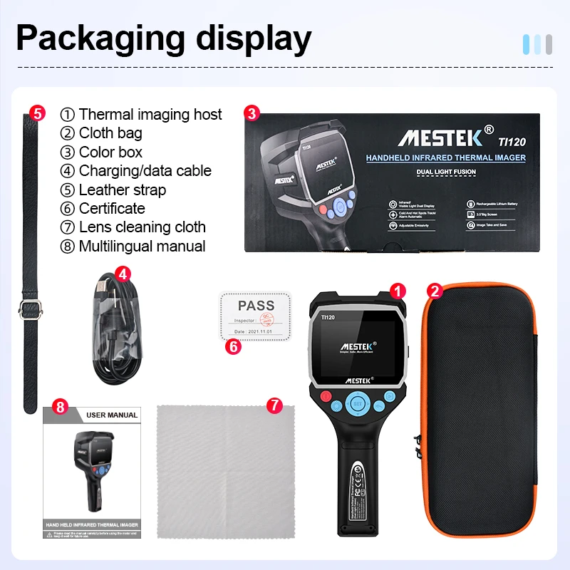 Mestek Thermal Device Intelligent Imaging Equipment Multiple Modes High Resolution -20~400C 3.5 Inch Color Screen Thermal Imager