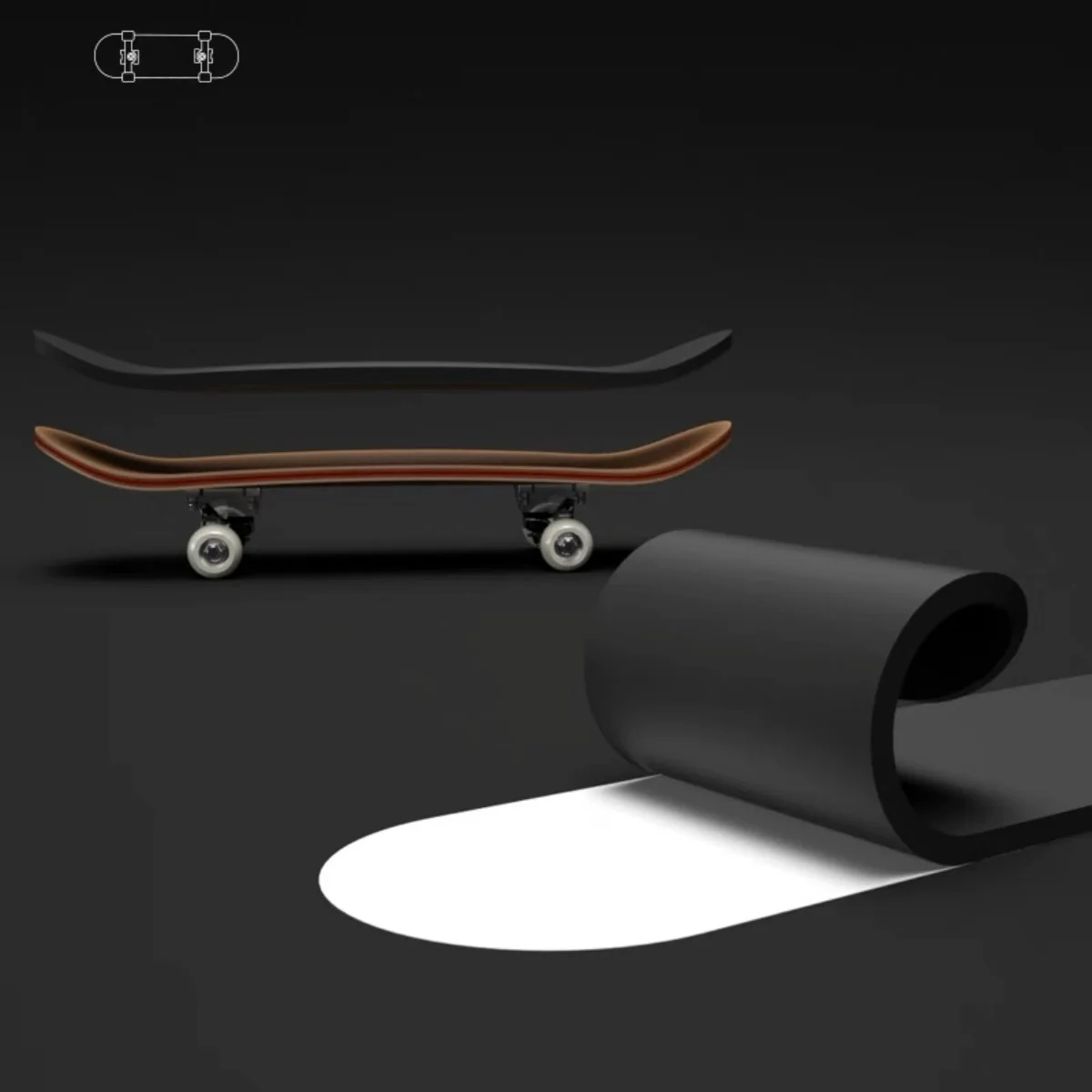 Finger skateboard 34mm shaft long fingertip double warp board, adjustable pulley free disassembly, come with skateboard sticker