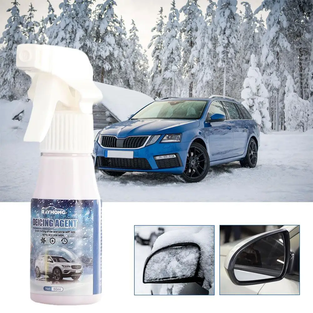60ML Ice Remover Spray Winter Car Windshield Deicer Anti-Icing Frost Spray Snow Snow Kit Spray Removal Protection Defrostin M8Z0