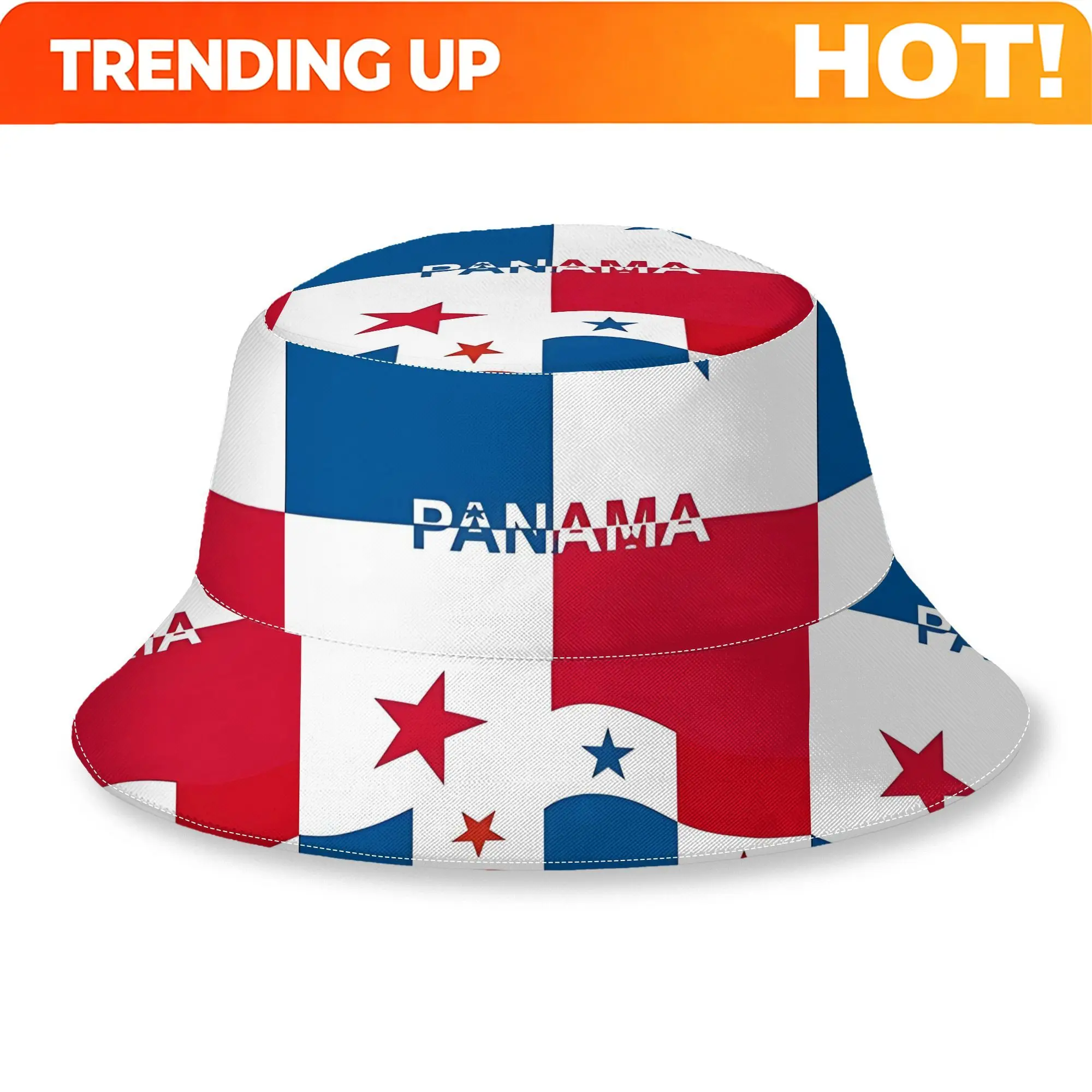 Customization Panama Flag With Text Print Printed Bucket Hat, Unisex Casual Sun Hat, All-match Daily Wear