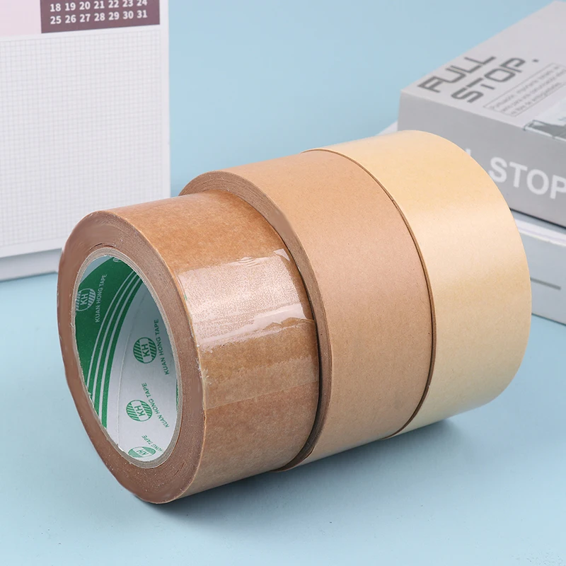 1 Roll Brown Kraft Paper Tape Recyclable Packing Tape Ecofriendly Self Adhesive Gumed Kraft Tape For Packing Shipping