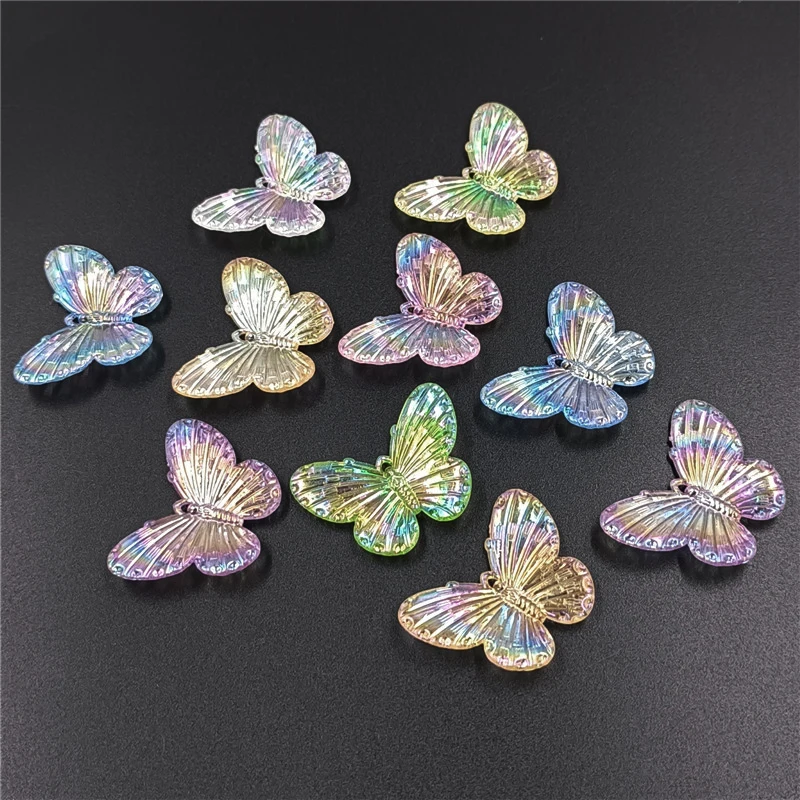 for Necklace Laser Colorful Bracelet Making 10pcs DIY Handmade Material Butterfly Beads Fashion Jewelry Accessories