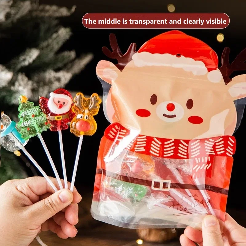 20/10PCS Weihnachten Geschenk Taschen Halloween Süßigkeiten Verpackung Für Kekse Cookies Schokolade Weihnachten Festival Party Wiederverwendbare Druckverschlussbeutel – Detail 8