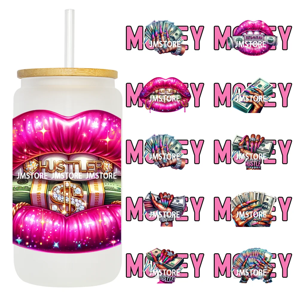 

Dollar Cash Lips Female Hustler UV DTF Stickers Ready To Apply Cup Wrap Custom Labels DIY Craft For Libbey Can Glass Bottle Mugs