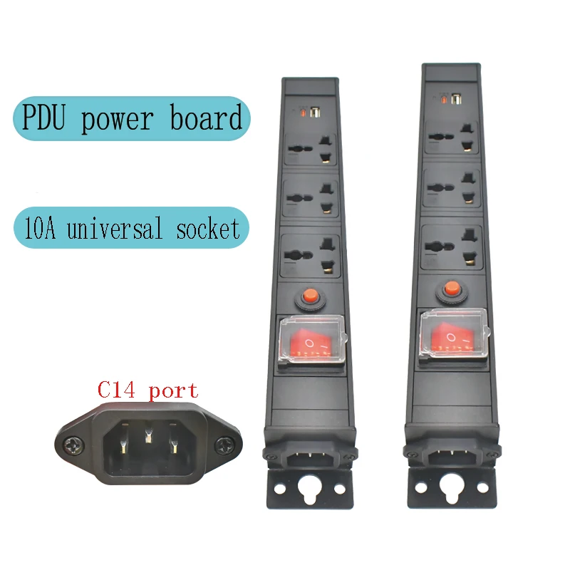 

Aluminum alloy shell PDU cabinet 10A universal socket 1-7AC with switch overload protection TPC without extension cord