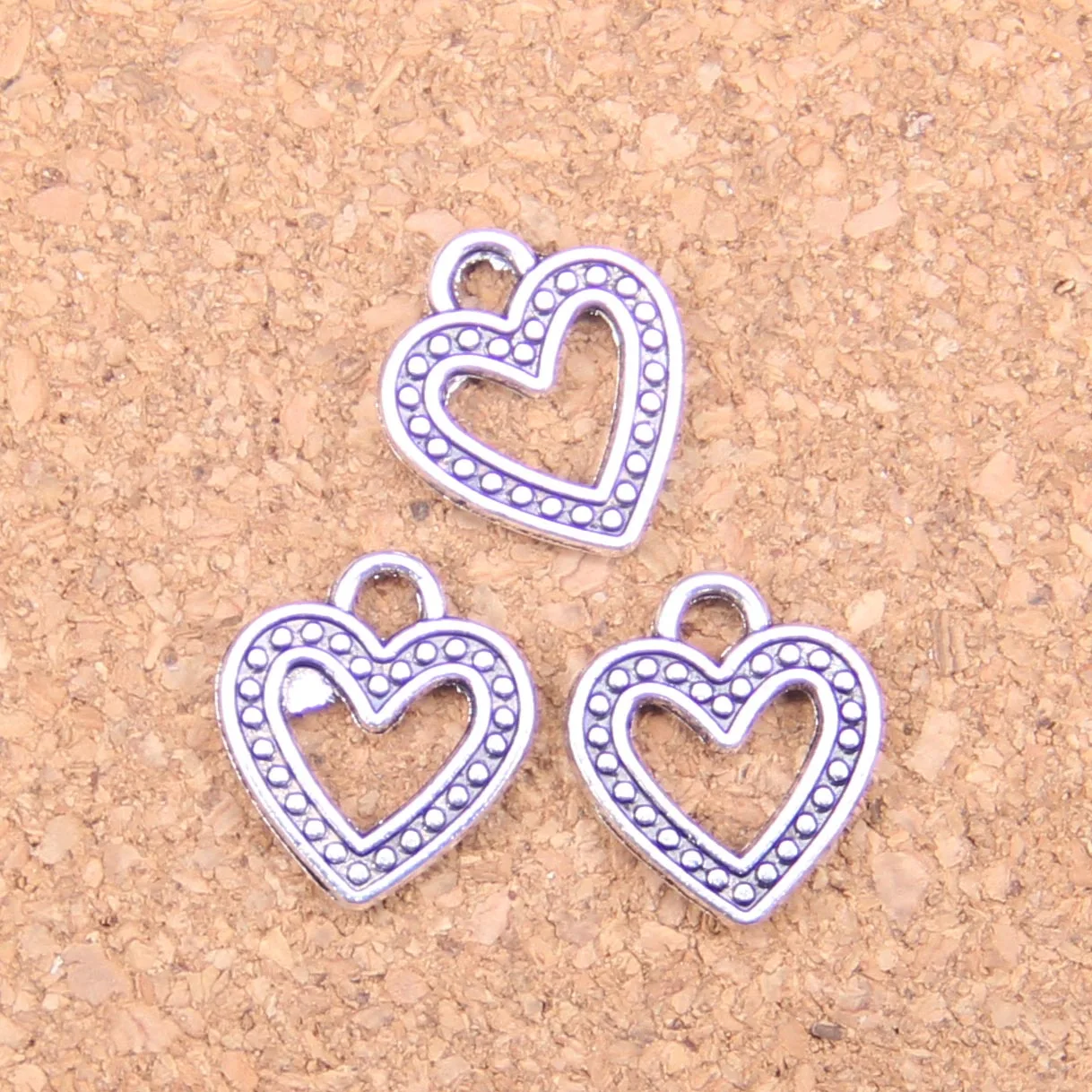 145pcs Charms Hollow Heart 14x13mm Antique Pendants,Vintage Tibetan Silver Jewelry,DIY For Bracelet Necklace