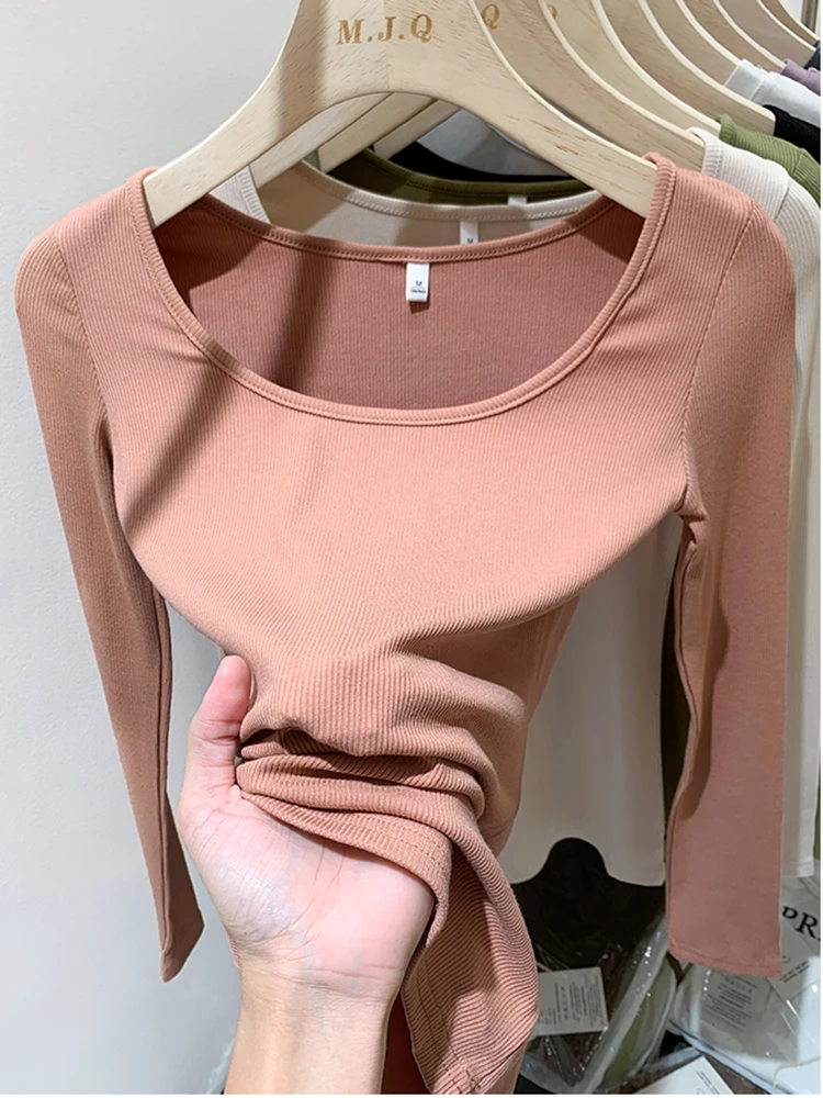 T Shirt Women Basic Black Long Sleeve Tops Korean Style Slim All-match T-shirts Female Casual Fashion Tee Shirts Femme Clothes