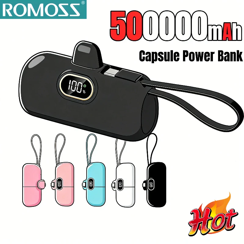 

Новый внешний аккумулятор ROMOSS 500000 мАч в мини-капсуле с цифровым дисплеем, сверхбыстрой зарядкой и высокой емкостью для iPhone