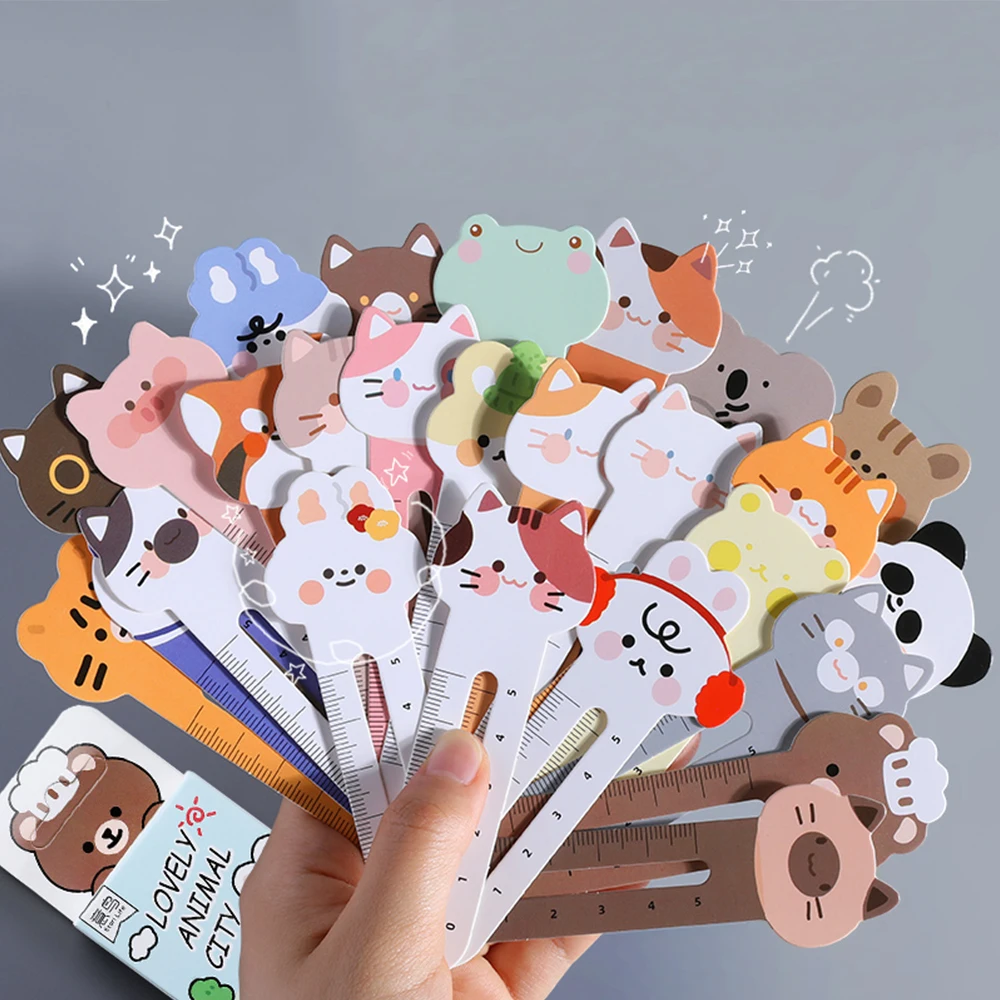 Kawaii Cartoon Animal Bookmarks Creative Dual-Purpose Bookmark Rulers Reading Accessories Student Stationery School Supplies