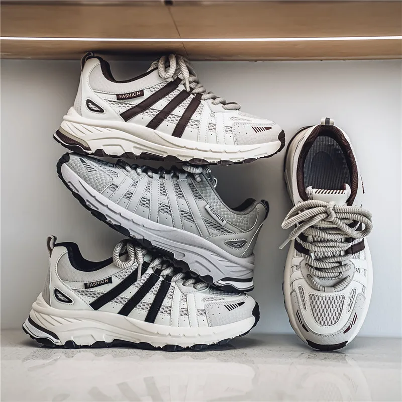 

Popular Style Men Running Shoes Mesh Cow Split Microfiber Men Sport Shoes Lace Up Outdoor Jogging Shoes Men Sneakers