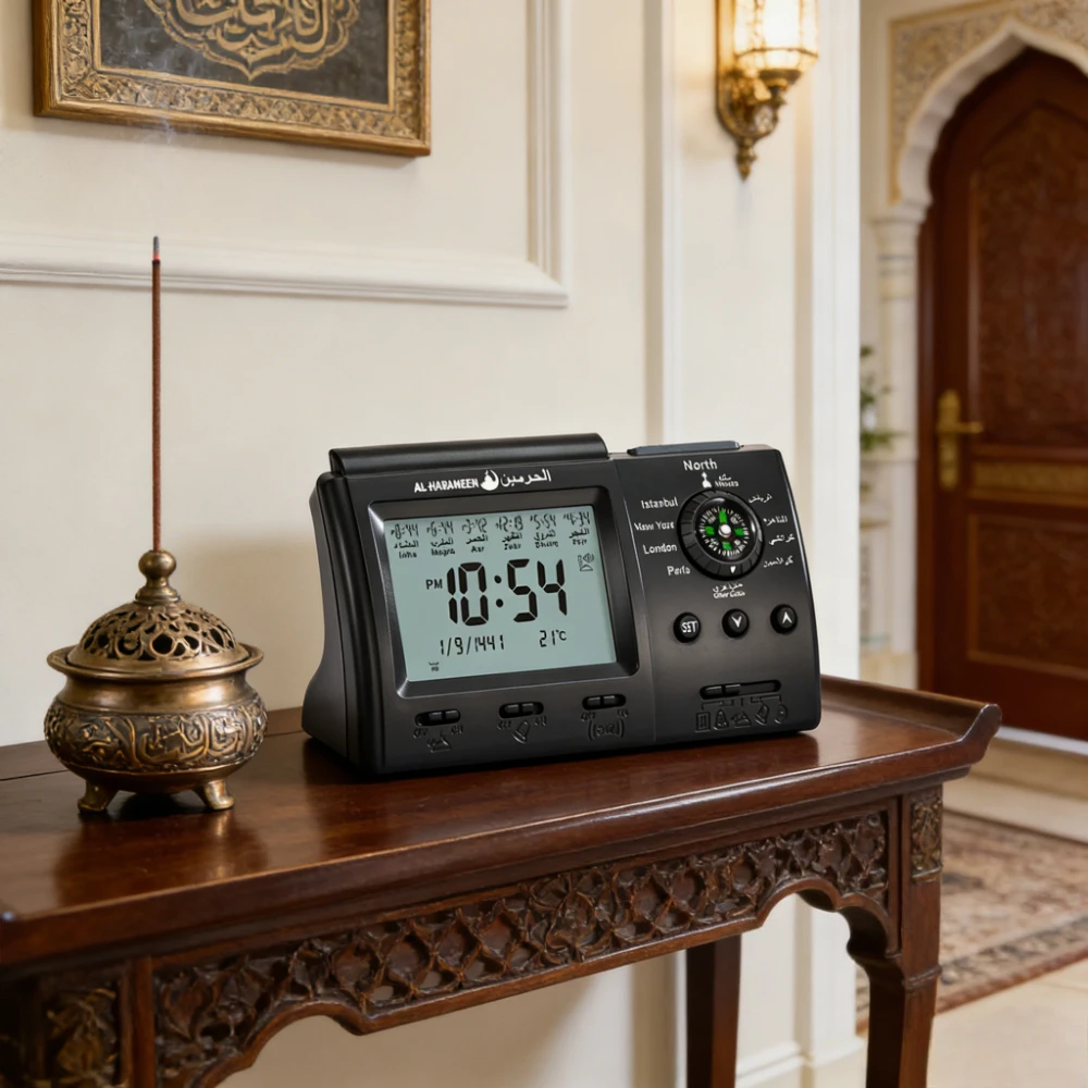 New Azan Clock Prayer Reminder Mosque Style LED Digital Device Temperature Calendar Display Home Decor Gift for Muslim Family