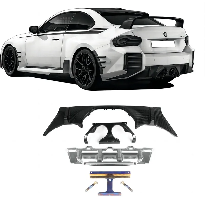 Dry Carbon Fiber Rear Bumper Middle Lip Diffuser For BMW 23-In G87 M2 Coupe MP Style Plate Outlet With Titanium Alloy Bracket