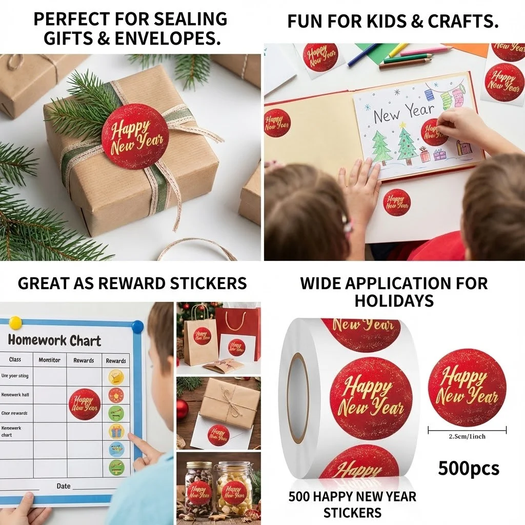 500Pcs/Roll Chinese New Year R - Sticker Label Roll ulasan dan harga