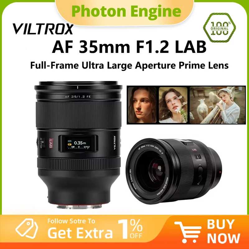 VILTROX 35mm F1.2 LAB Auto Focus Full Frame Prime Lens for Sony E Mount FX30 ZV-E10 ZVE1 Nikon Z Mount Z5II Zf Z8 Z6III Cameras