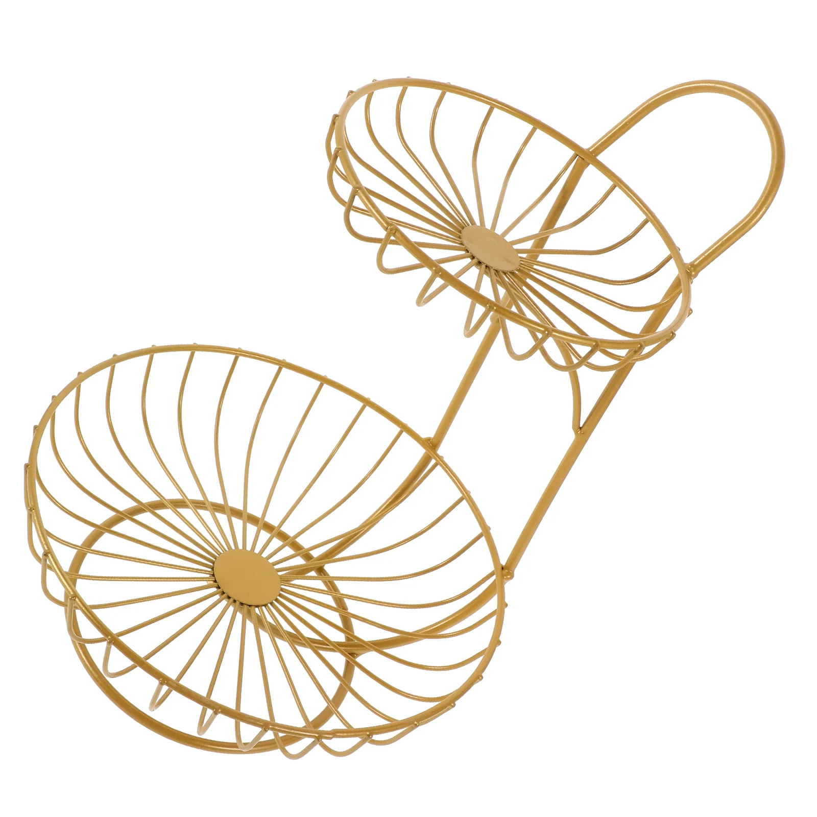 

Multilayer Iron Stand Kitchen Storage Basket Sand Finish Tiered Tray Countertop Home Use Wire Basket Stand Modern Fruit Bowl