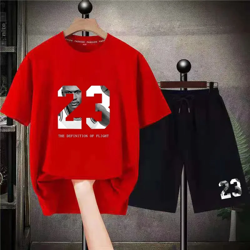 23 Number T-Shirt High Quality TShirt Set Cotton Street Summer Men Women Kid 3-14y Tracksuit Teenager Shorts Suits Free Shipping