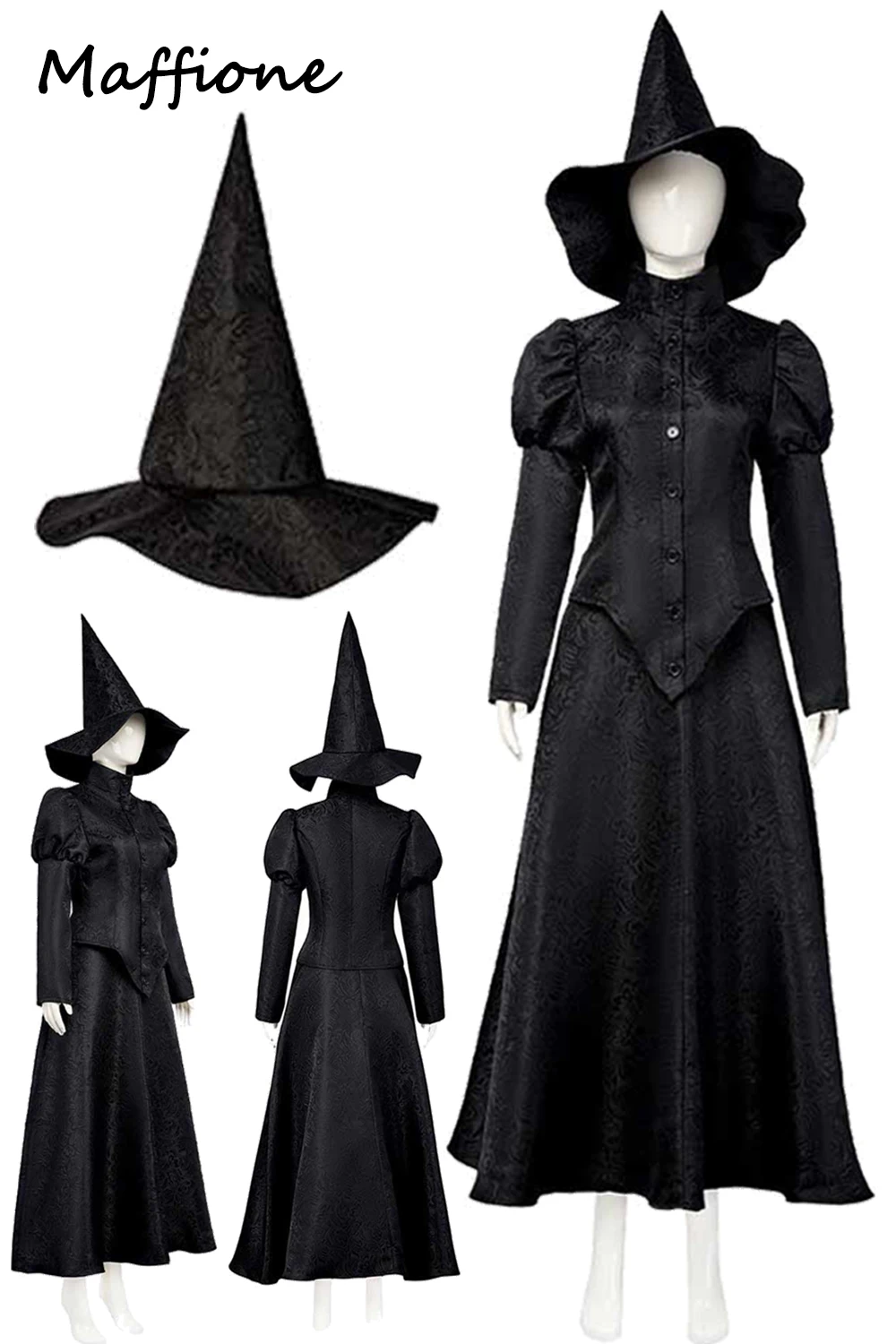 Elphaba Cosplay Witch Costume 2024 Movie Wiked Roleplay Hat Dress Outfits Female Adult Women Halloween Carnival Party Suits