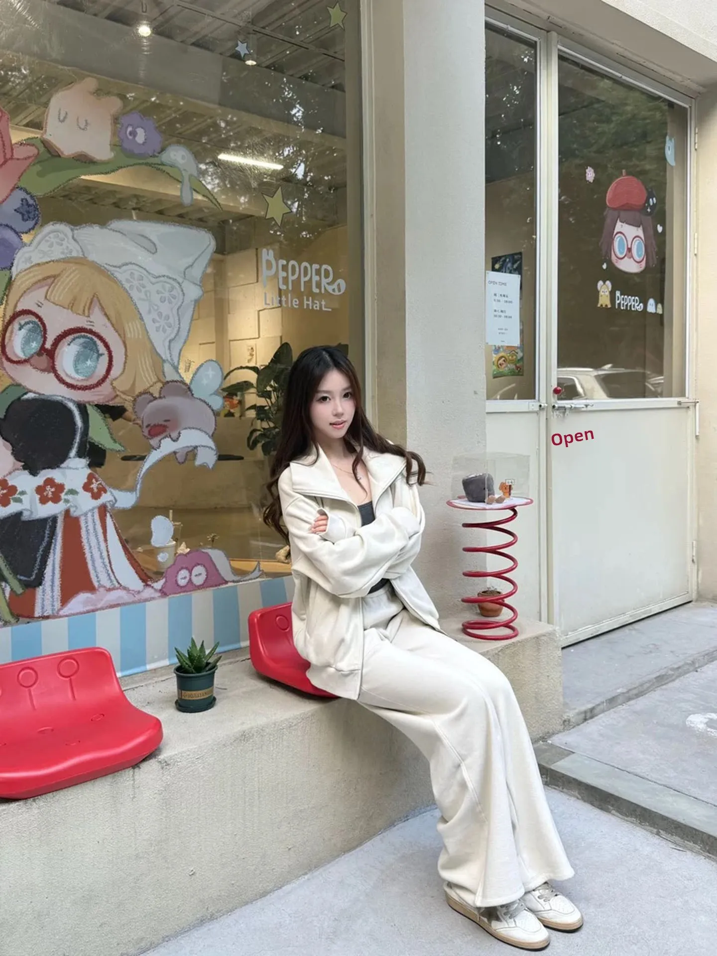 

Thickened Special Fleece Sweatshirt Set for Women with Large Collar Sporty Casual Autumn Outfit Long Sleeve Zipper Closure