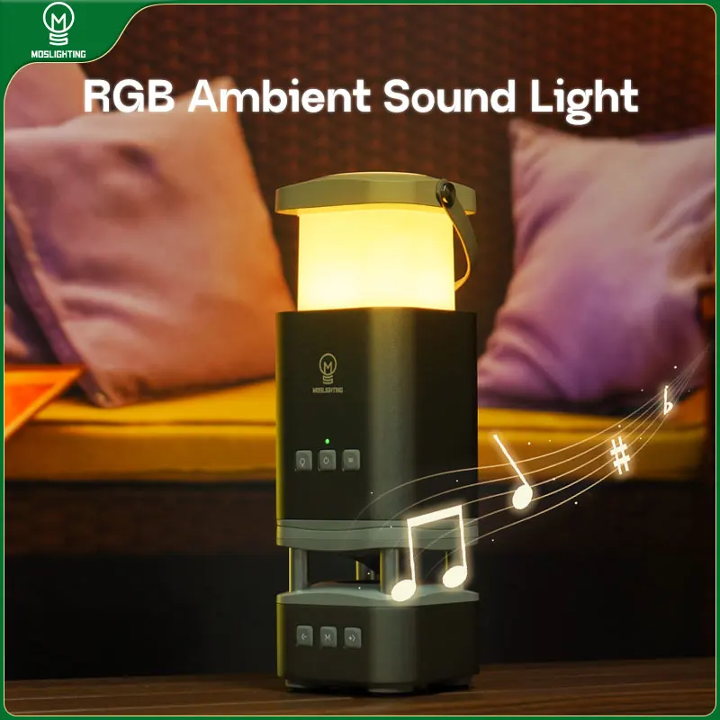 MOSLIGHTING Portable Light Telescopic Camping Lantern Bluetooth Speaker Outdoor Rechargeable Hang Lamp RGB Atmosphere Lighting
