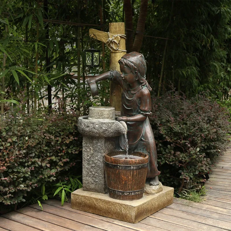 

【Popular】European Style Villa Courtyard Water Feature Flowing Water Floor Decor For Balcony Clubhouse Fortune Landscape
