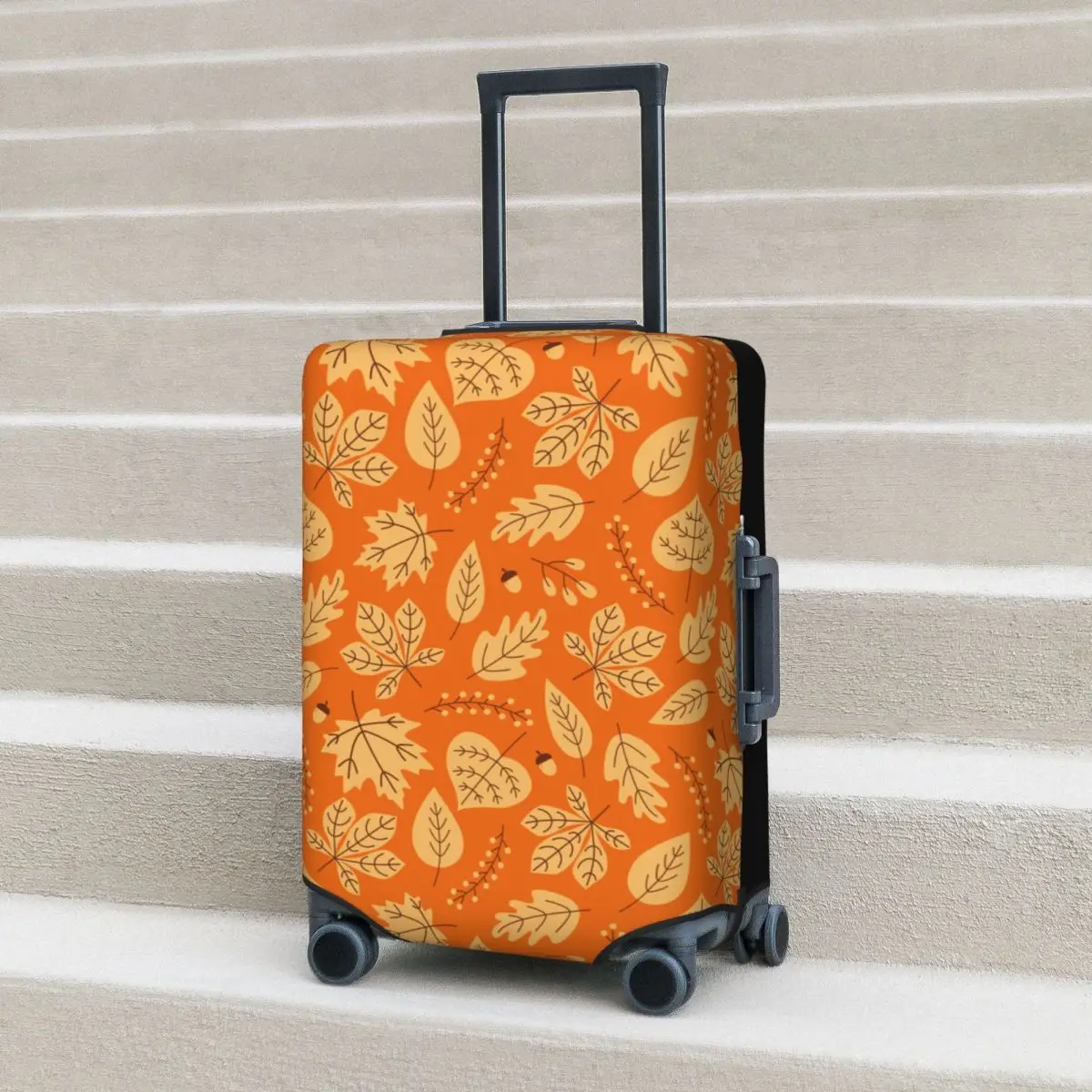 

Autumn Leaves Suitcase Cover Acorns and Berries Halloween Flight Cruise Trip Strectch Luggage Accesories Protector