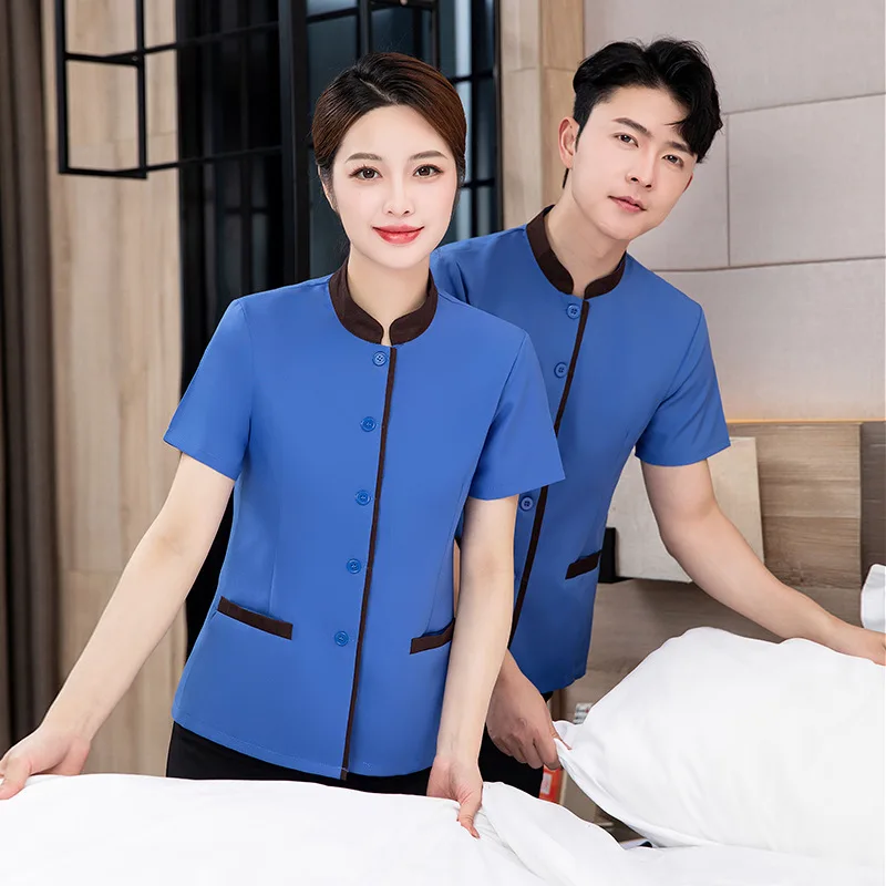 Hotel Room Cleaning Staff Uniform Short Sleeve Mall Sales Office Property Cleaning Auntie Workwear Set Unisex