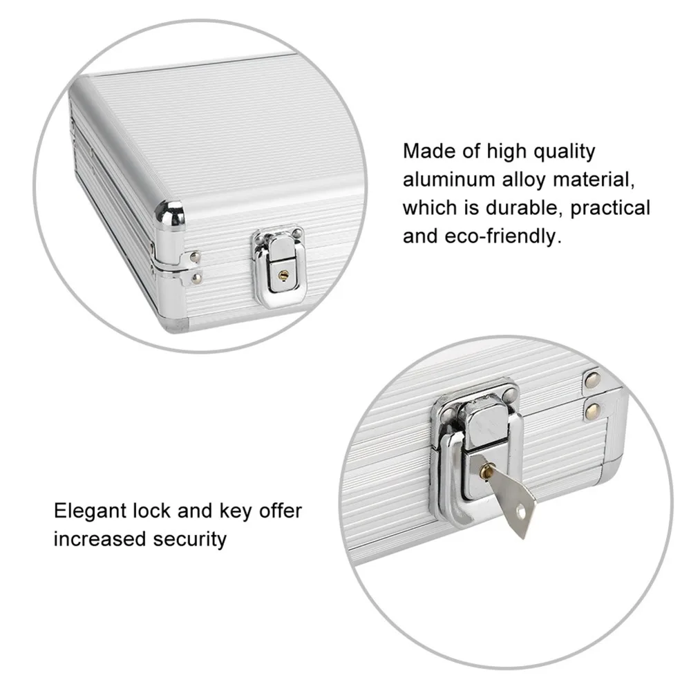 Space-saving Silver Watch Box 24 Slots Handheld Aluminum Box Aluminum Sturdy Portable Case Watch Storage