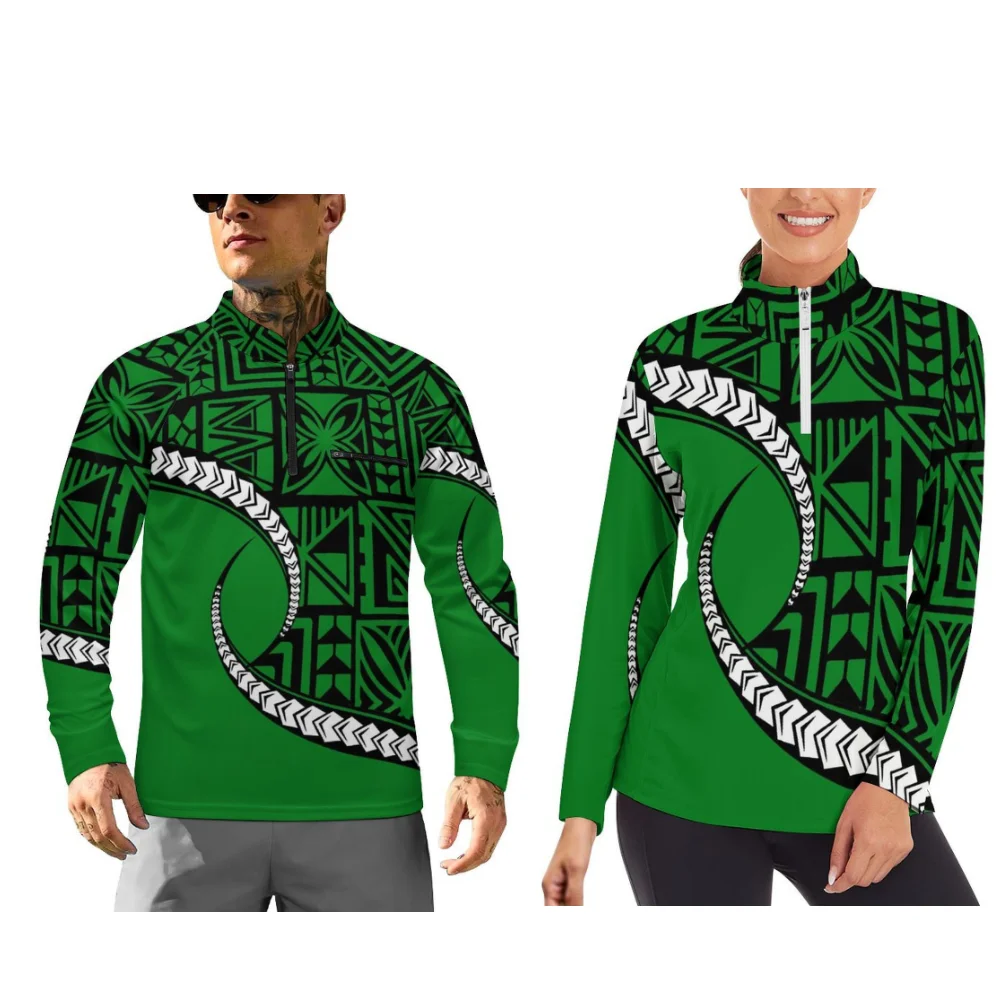 Polynesian Long-Sleeved Sportswear 2025 New Design Couple Sportswear Customizable Pattern Sportswear