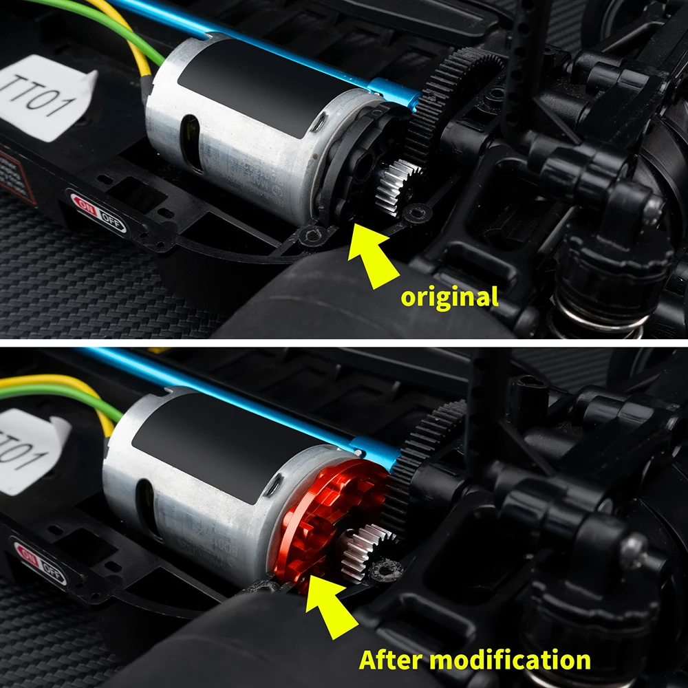 TRINOOD Motorhalterung aus Aluminiumlegierung für 1/10 Tamiya TT01 On Road RC Car Upgrade-Teile – Detail 7