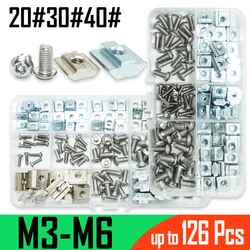 304 Stainless Steel Hex Screw and T-Slot Nut for 2020/3030/4040 Serie Aluminum Extrusion Profile Allen Bolt T Slot Sliding Nuts
