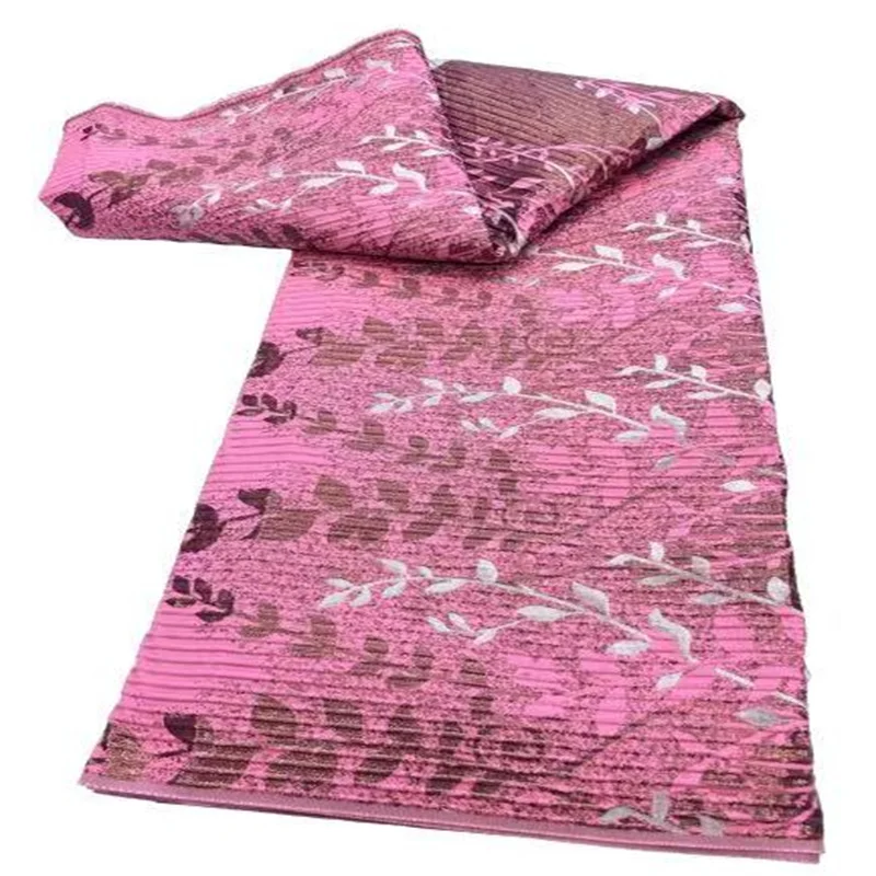 

Pink Latest African Brocade Lace Fabric Jacquard Material Fabric High Quality Damask Jacquard Lace For Brocade Gown Dresses
