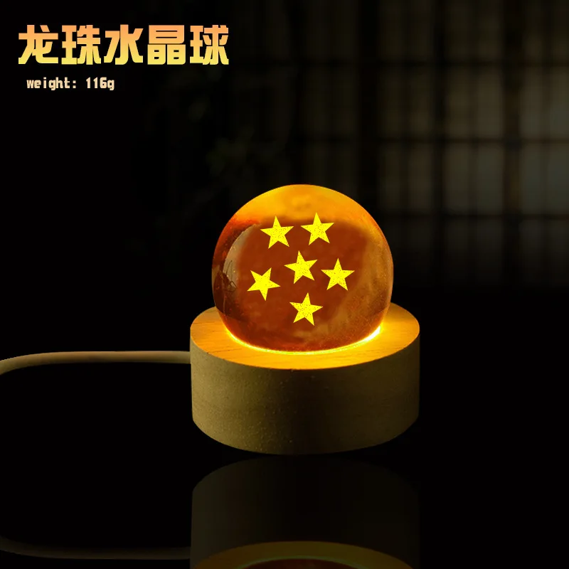 2026 Neue Dragon Ball Z Animation 1-7 Stern Kristallkugel LED Holzlampenständer Nachtlicht Gelbe Kristallkugel Schreibtisch-Ornamente Spielzeug