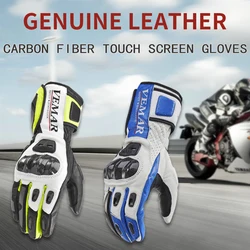 Vemar – gants de Motocross pour hommes et femmes, en cuir de chèvre, avec coque en Fiber de carbone, pour faire de l'équitation et de la course tout-terrain, nouveau modèle Retro Moto Camping Randonnée Écran tactile