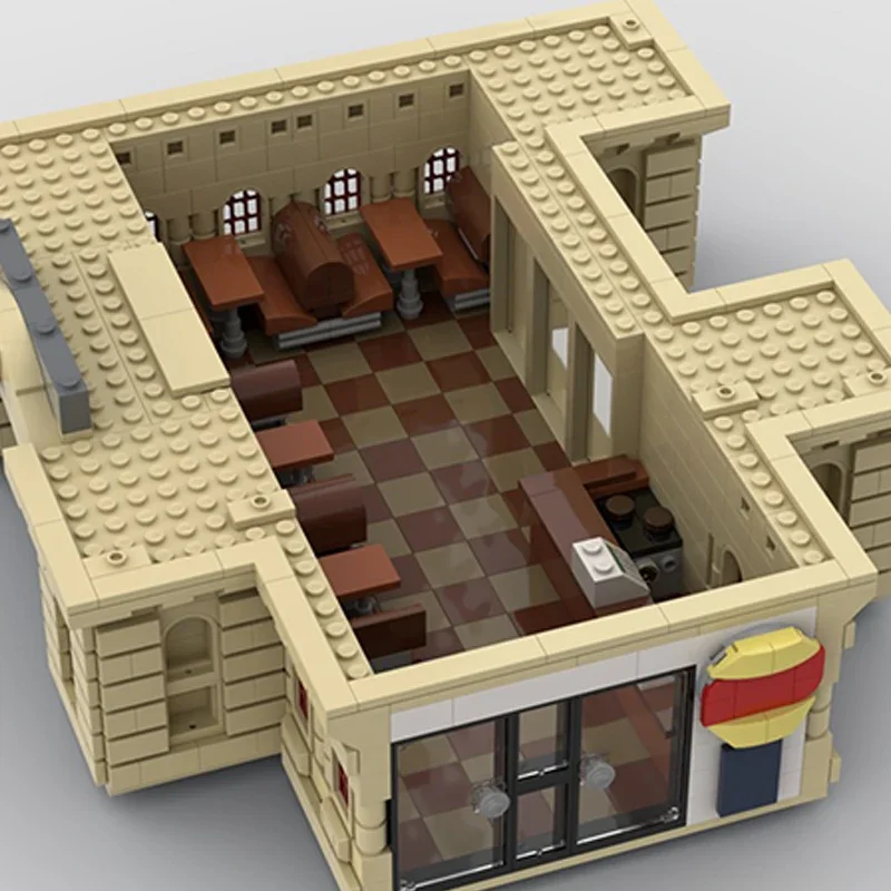 MOC-Modular Street View Estação Ferroviária Blocos de Construção, Tijolos Técnicos, Montagem DIY, Construção Brinquedos para Crianças, Presentes de Férias