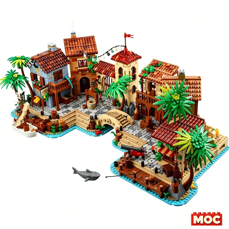 Hot 4005PCS The Thieves of Tortuga MOC streetview Holiday Puzzles Sets Architecture DIY Creative Christmas Birthday Toys Gifts
