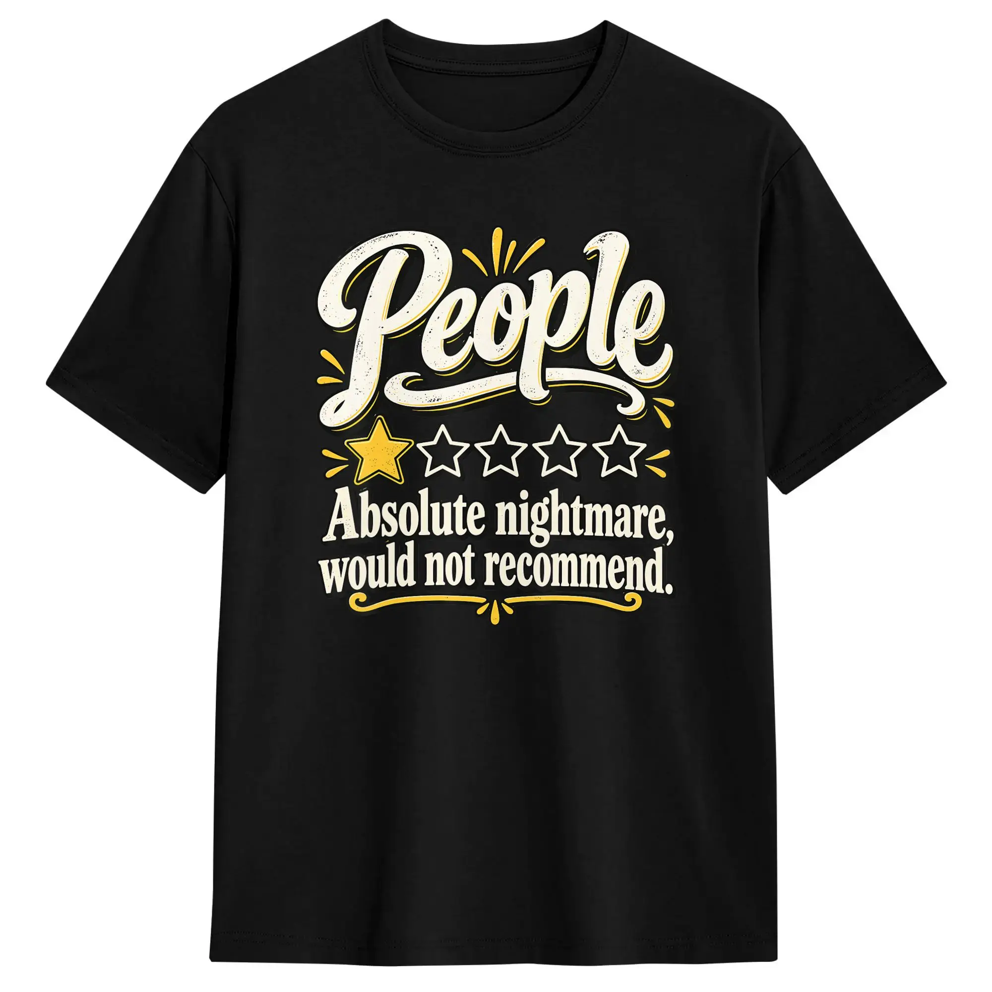 Men T-Shirt People Absolute Nightmare Would Not Recommend One Star Humor T-Shirts Fashion  Summer Tees Y2K Fun Cotton Clothing