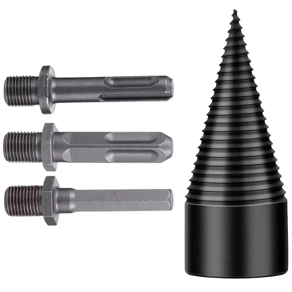 

High Hardness Steel Firewood Splitter Drill Bit Round Shank Triangle Shank Wood Splitting Cone Multifunctional Hexagonal Shank