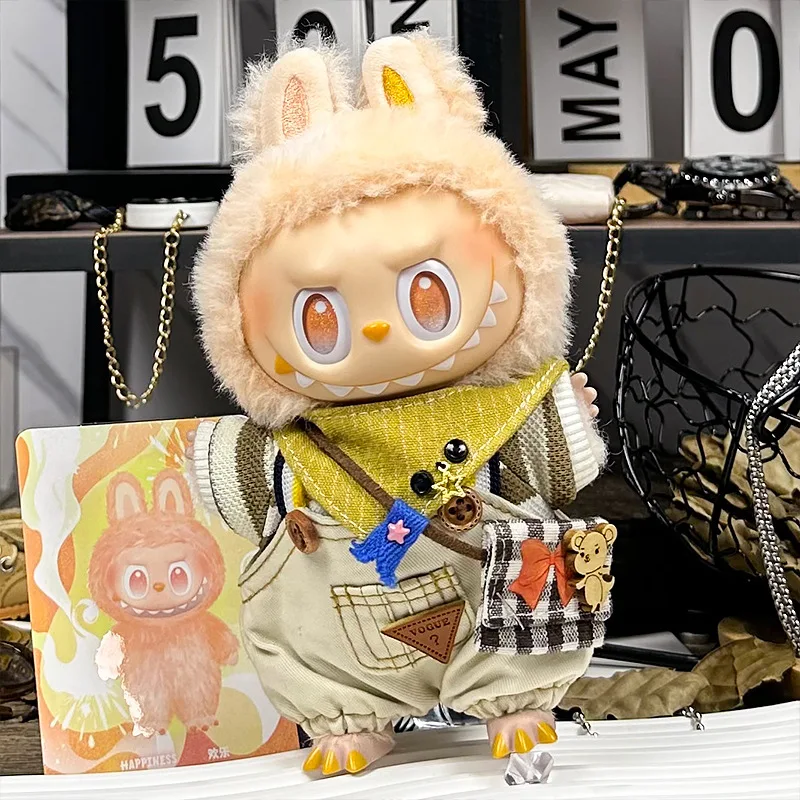 New Style Retro Style Denim Tooling Wear All-match Fashion Doll Clothing Set Suitable for Labubu Plush Doll Clothing Set