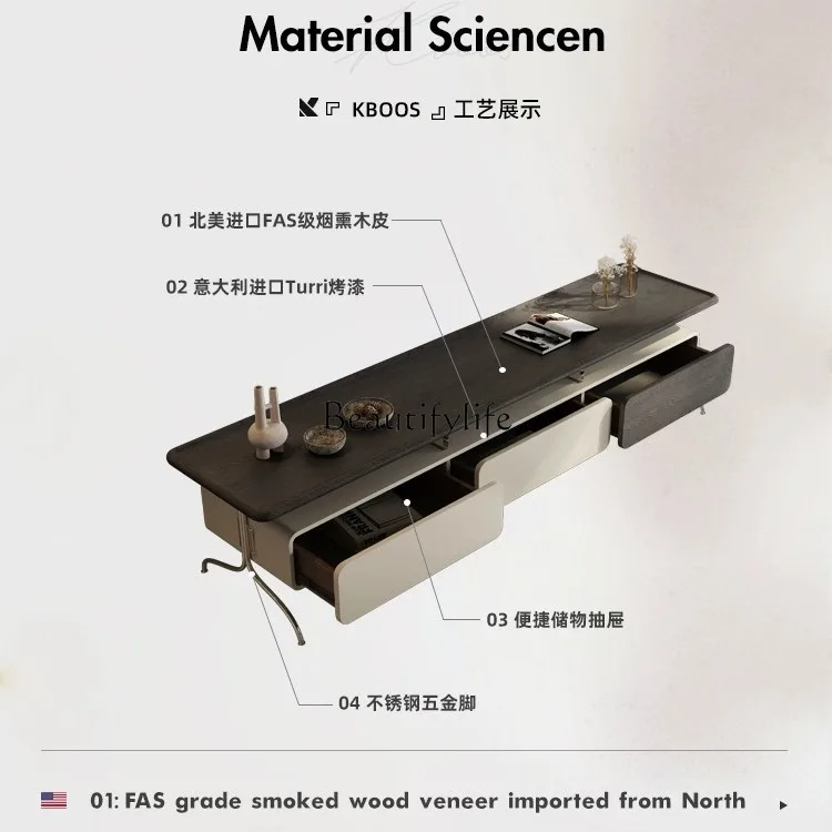 -*Modern light luxury coffee table TV cabinet combination living room home storage TV cabinet solid wood advanced sense