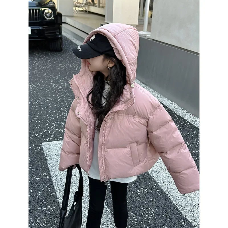 Girls Down Winter Short Coat Padded Jacket 2023 Winter New Childrens Children Korean Fashion Style Thickened Warm Down Girl Coat