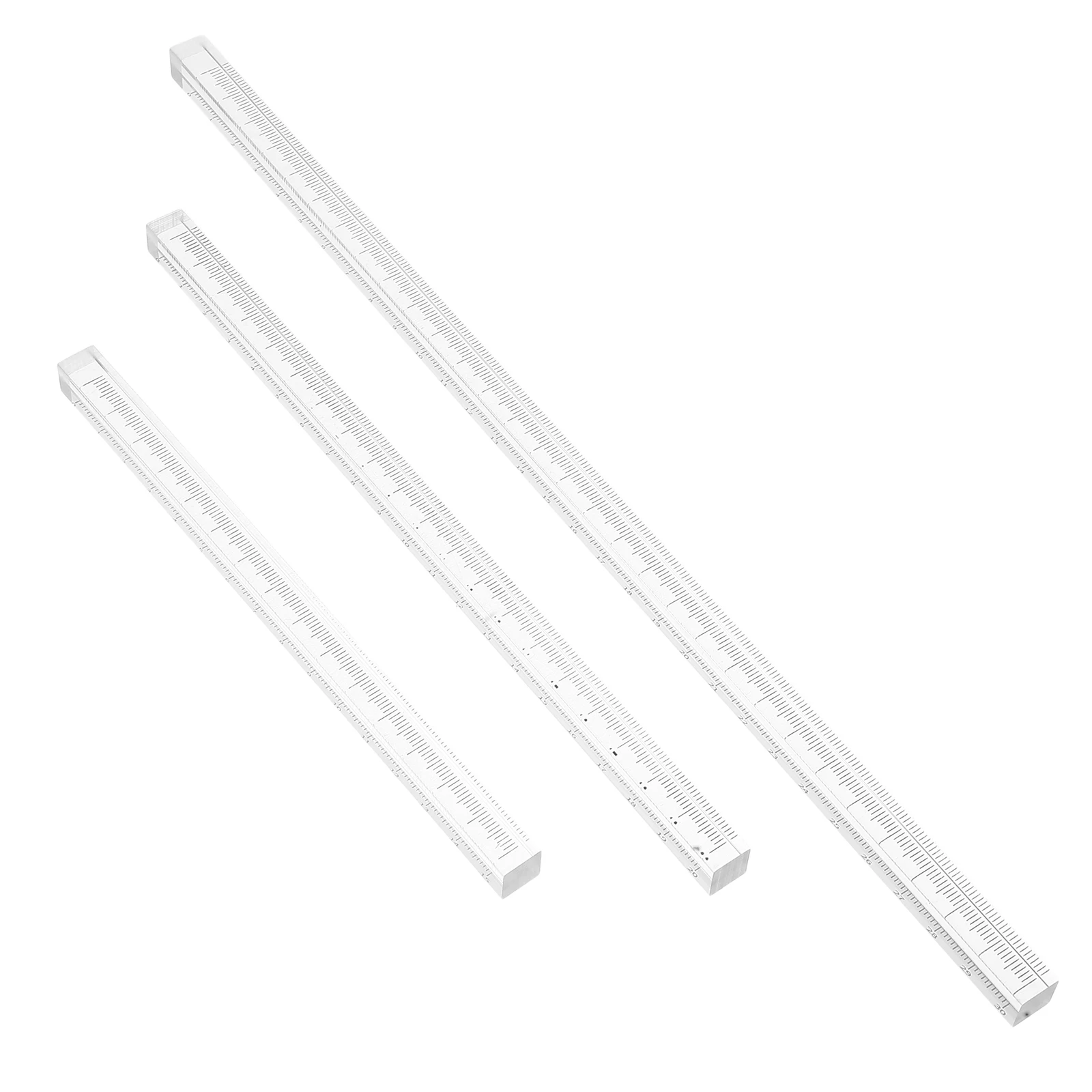 

3pcs Transparent Ruler Set Clear Acrylic Straight Edge Measuring Tool For Drawing Design Architecture Math Drafting Office