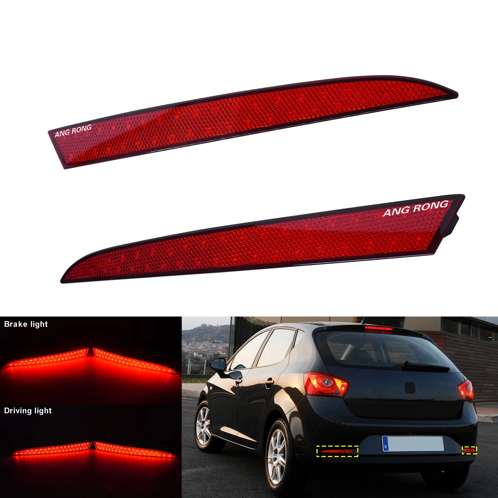 Paar Auto-onderdelen Rode LED Achterbumper Reflector Rem Stoplicht voor Seat Ibiza 4 IV 6J 5-deurs 08-12 Achterlicht 6J4945105 6J4945106