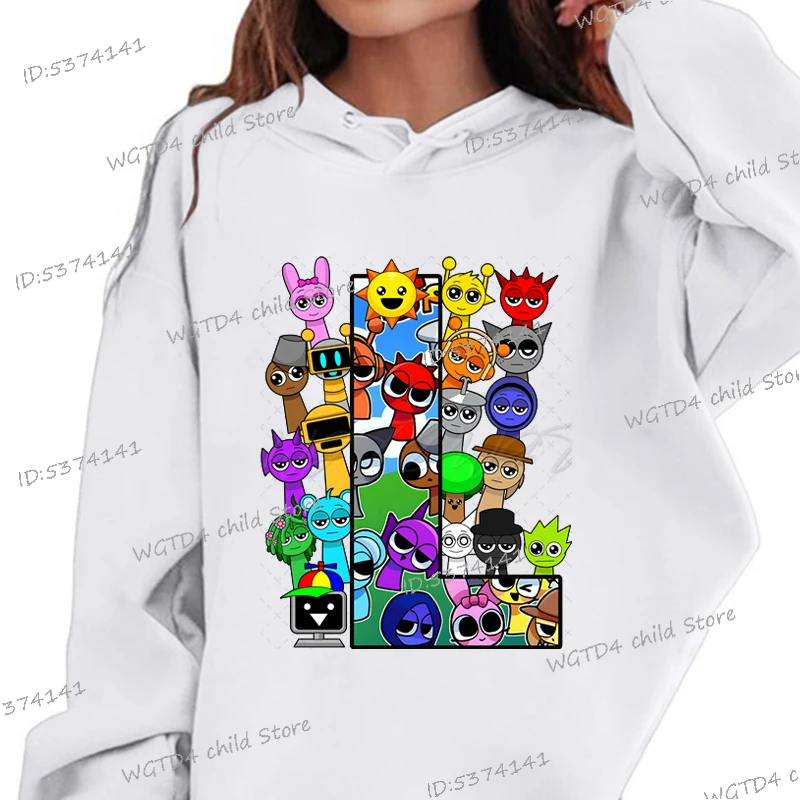 2025 New Sprunki Letter Hoodies Boys Girls Funny Cartoon Horror Game Lover Gift Sweatshirt Fashion 26 Alphabet Kids Y2K Sudadera