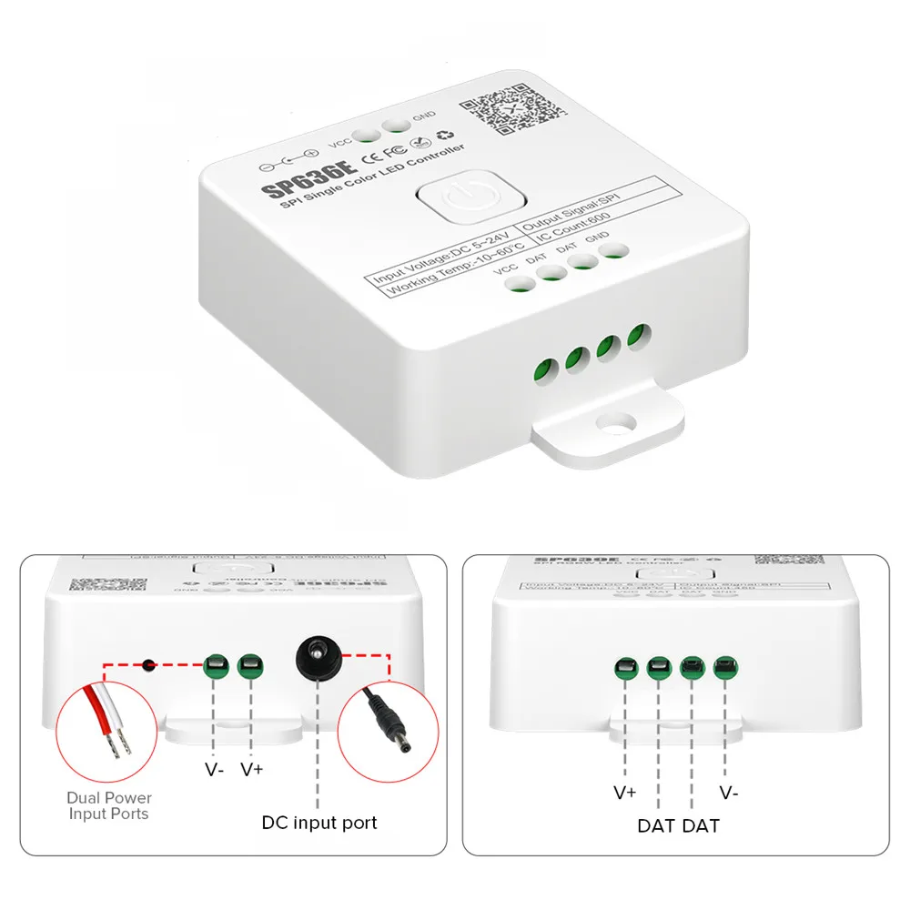 SPI FCOB LED Controller SP636E-SP639E Pixels WS2812B RGB SK6812 WS2814 RGBW Light Strip Bluetooth Music IOS Android 2.4G 5V-24V