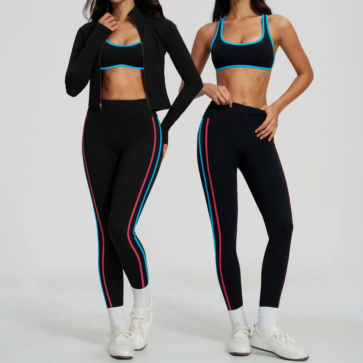 2/3PCS Sportswear Yoga Set Gym Sports Bra Zipper Jacket Leggings Clothes Sportswear Yoga Suits For Women Fitness Set Tracksuit