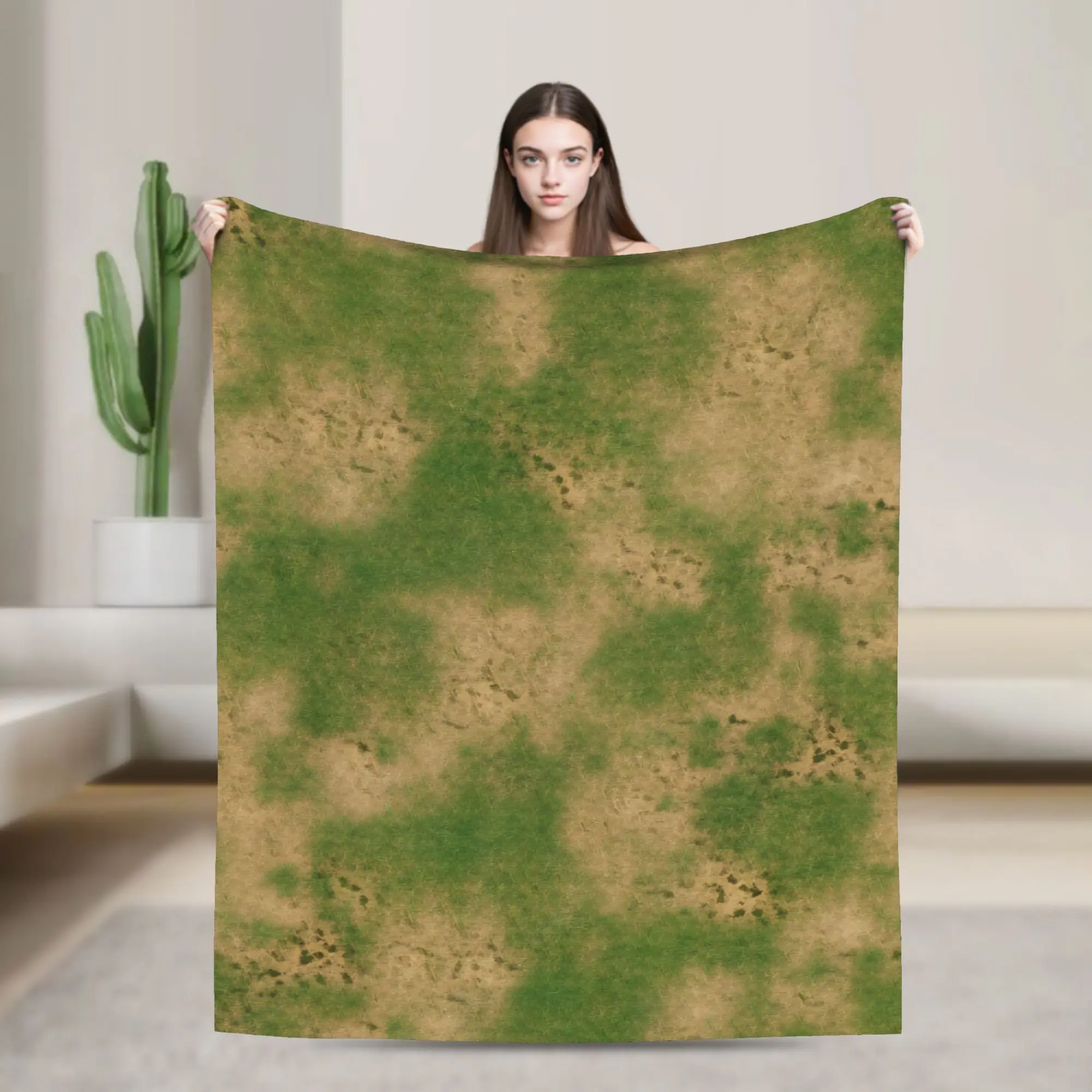 Grass Battlemat Grassland Land Greenery Blanket  Super Warm Novelty Plush Throw Blanket For Outdoor Flannel Bedspread Bed Cover