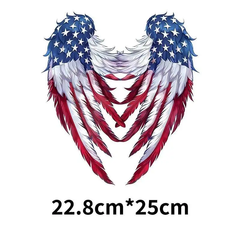 American Flag Heat Transfer Stickers Fashion Wings and Urban Landscape Iron On Stickers DIY Decoration Men and Women T-shirts view 5