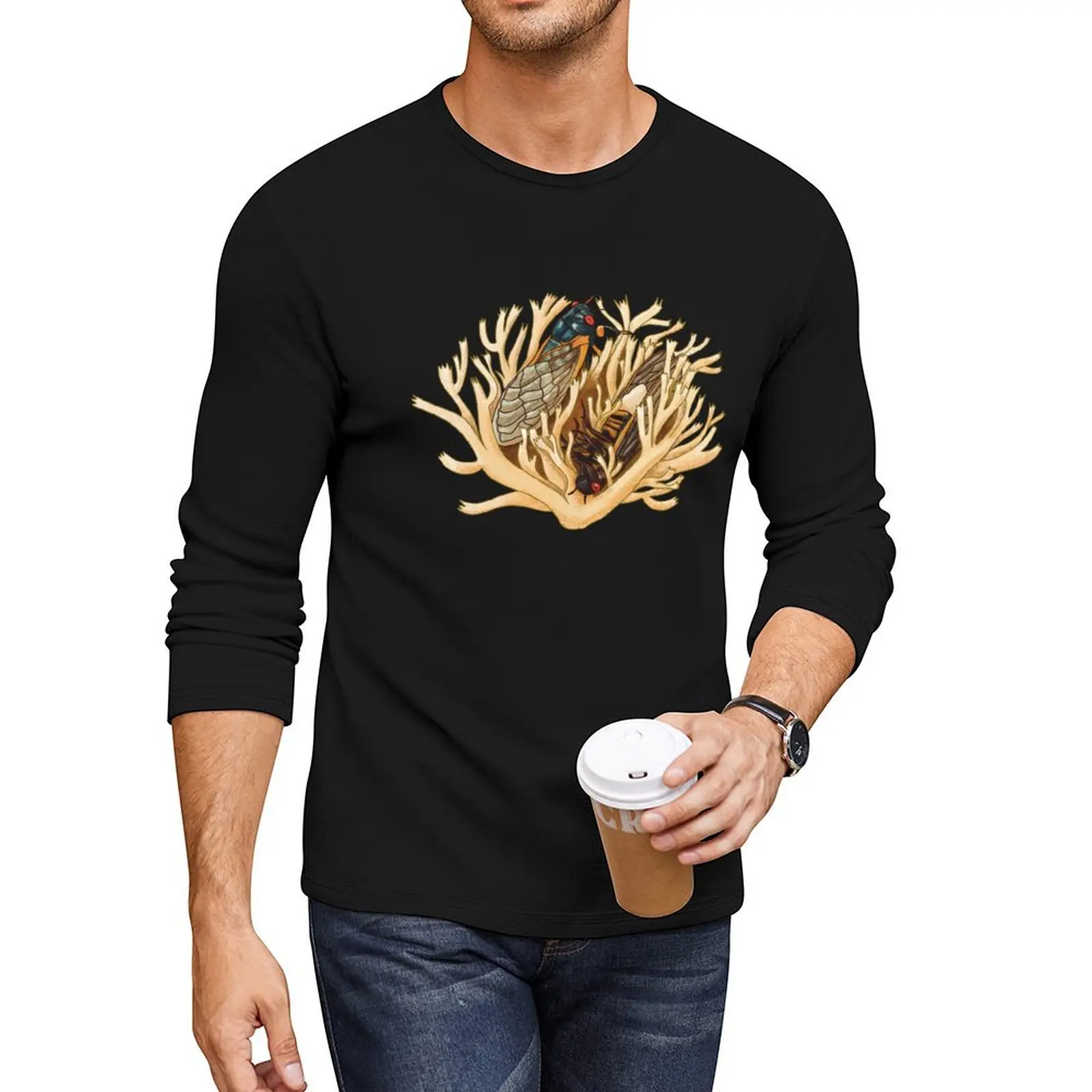 Cicada Flourish Long T-Shirt custom t shirt T-shirts for men cotton