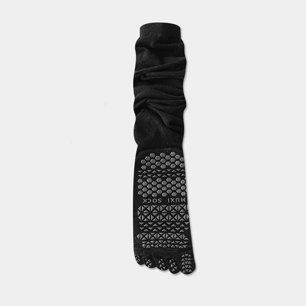 

Multicolor Five Finger Yoga Socks Silicone Dots Five Finger Design Over Knee Socks High Length Anti-Slip Design